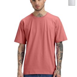 GLOWBERRY Men Pack of 2 Solid Round Neck Organic Cotton Oversized T-shirt-image-72