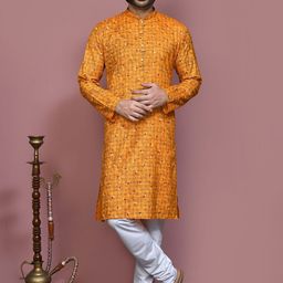 RANAK Men Embroidered Regular Pure Cotton Kurta with Pyjamas-picture-12