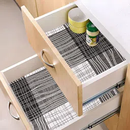 Kuber Industries Black 3 Pieces Printed Shelf Liner-48