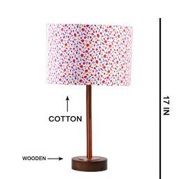 Aura White & Red Printed Cylindrical Shaped Table Lamp image 4