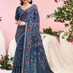 KALINI Floral Printed Saree With Unstitched Blouse Piece-image-93