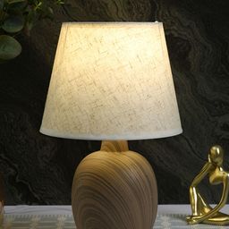 TAYHAA White and Brown Ceramic Contemporary Frusturical Shaped Table Lamp-20