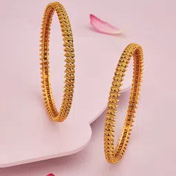 Kushal's Fashion Jewellery Set Of 2 Gold-Plated Ethnic Antique Bangles-30