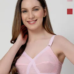 LILY Pack Of 3 Full Coverage Non Padded Cotton Minimizer Bra-7