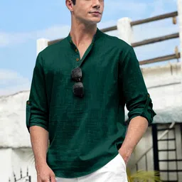 Fifth U Men Green Kurta image 4