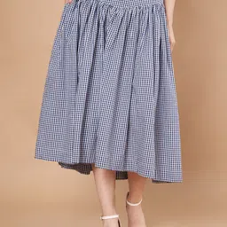 Hencemade Checked Flared Midi Skirts-picture-2
