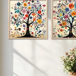 Kotart Brown & Red 2 Pieces Floral Printed Wooden Wall Arts-picture-11