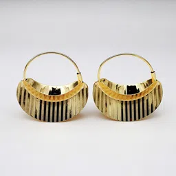 BLYSK Gold-Plated Crescent Shaped Textured Hoop Earrings-picture-34