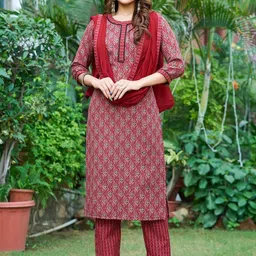 SZN Women Floral Printed Straight Regular Kurta Sets-23