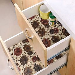 Kuber Industries Cream-Coloured 2 Pcs Printed Water Resistant Shelf Liner-40