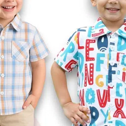 KIDGARB Multi Polycotton Cutaway Collar Printed Shirts-picture-13