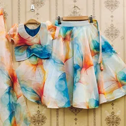BAESD Girls Printed Tie and Dye Ready to Wear Lehenga & Blouse With Dupatta-36