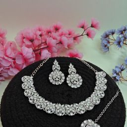 VATSALYA creation Rhodium-Plated Artificial Stones Alloy Jewellery Set-image-10