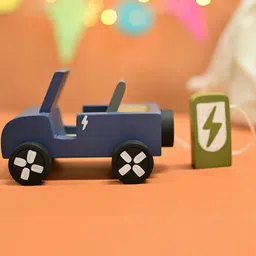 Playbox Kids Wooden EV Jeep Vehicle Toy With Artificial Wooden Electirc Charger-picture-26