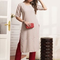 7Threads Floral Printed Round Neck Straight Kurta With Trouser-image-15