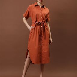 Athena Immutable Belted Shirt Midi Dress-image-83