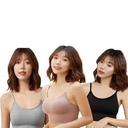 Pack of 3 Womens Cotton Padded Teenager Full Coverage Sports Bra-47