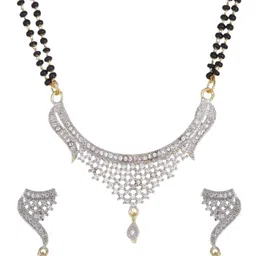 M Mod Con Artificial Stones Studded & Beaded Mangalsutra-image-3