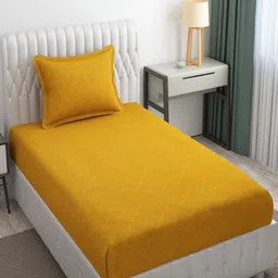 Aura Yellow Geometric Printed 144 TC Microfiber Single Bedsheet Set 1.52 m x 2.28 m-image-80