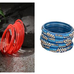 SOMIL Set Of 16 Red Alloy Artificial Stones and Beads Antique Bangles-image-62