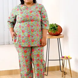 30 Looks Women Printed Kurti & Pyjamas Pure Cotton Night suit-image-104