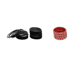 Women Set Of 2 Black / Red Glass Artificial Stones Bangles-image-95
