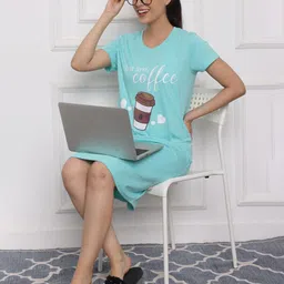 LABEL MY Women Cotton Printed Knee Length Nightdress-image-27