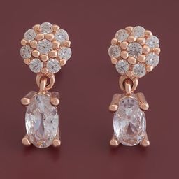 Kushal's Fashion Jewellery Sterling Silver Cubic Zirconia Rose Gold-Plated Drop Earrings-picture-31