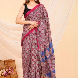 shivanya  handicrafts Shivanya Handicrafts Ethnic Motifs Printed Pure Cotton Block Print Saree-picture-9
