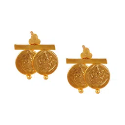 MEMOIR Gold-Plated Two Coin Laxmi Contemporary Drop Earrings-image-85