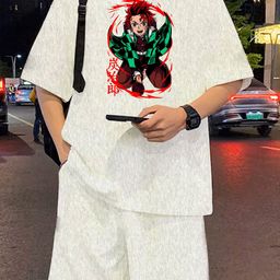 LOCAVESTIR Boys Demon Slayer Tanjiro Printed T-shirt With Shorts-image-66
