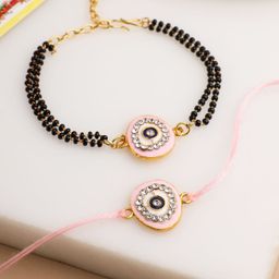 Anouk Set of 2 Stones Studded Bhaiya Bhabhi Rakhi With Roli Chawal Chandan & Mishri-64