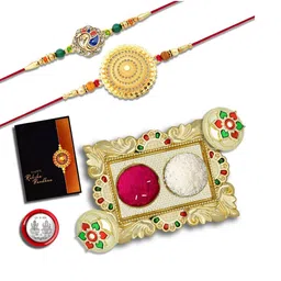 DeoDap Multi Pooja Thali Rakhi Gift Set-image-1