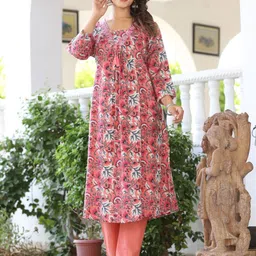 Art Avenue Women Ethnic Motifs Printed Regular Pure Cotton Kurta Set-picture-24