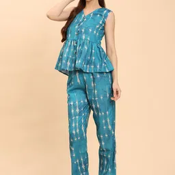 Noia Printed Peplum Top & Trousers Co-Ord Set-image-79
