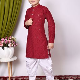 NFC CREATION Boys Embroidered Regular Sequinned Kurta with Patiala image 3