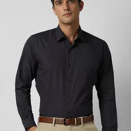 Peter England Men Slim Fit Spread Collar Micro Ditsy Printed Cotton Formal Shirt-image-44
