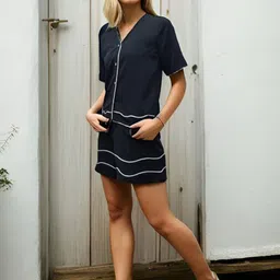 Athena Colorblocked Linen Top & Shorts Co-Ord Set-image-15