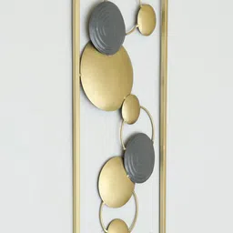 vedas W-Hansika Cream-Coloured & Grey Rectangular Abstract Wall Hanging image 4