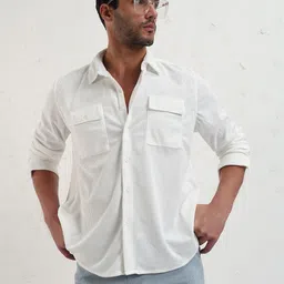 SHOWOFF Men Comfort Slim Fit Spread Collar Textured Casual Shirt-picture-17