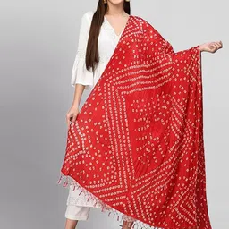 Trendmalls Bandhani Printed Cotton Chinon Silk Dupatta-image-12