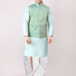 ADARNIYA Men Ethnic Motifs Embroidered Regular Kurta with Dhoti Pants-picture-5