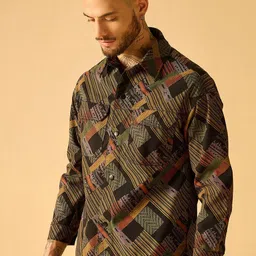 AKS Men Striped Open Front Jacket image 4
