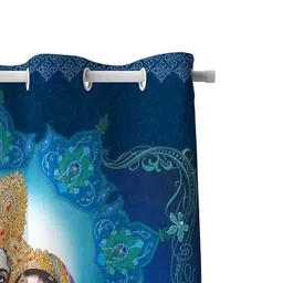 Aura Navy Blue & Beige Devotional God Bhagwan Temple Printed Door Curtain-picture-42