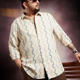Instafab Plus Abstract Printed Comfort Spread Collar Cotton Shirt-picture-25