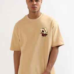 CODE OF HONOUR Graphic Printed Cotton Oversized T-shirt-image-51