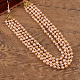 JIYANSHI FASHION Gold-Plated Pearls Beaded Sherwani Mala Necklace-image-56