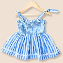Mamma's Bear Girls Striped Print Fit & Flare Dress-14