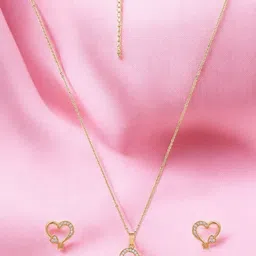 Nilu's Collection Women Rose Gold-Plated American Diamond Stone Studded Jewellery Set-46