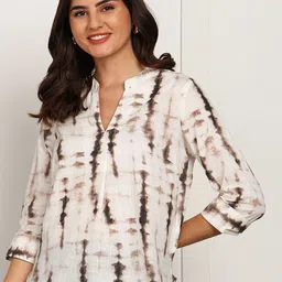 HERE&NOW Women Tie And Dye V- Neck Cotton Top-image-26